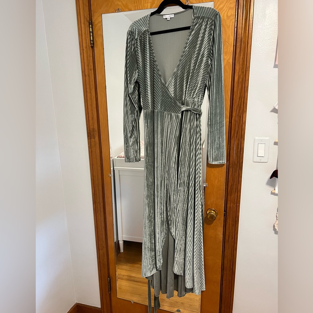 Baltic Born Jada Ribbed Velvet Wrap Dress
